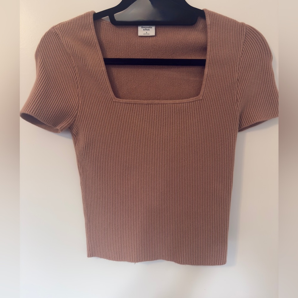 Abercrombie & Fitch Ribbed Square Neck Tan Top